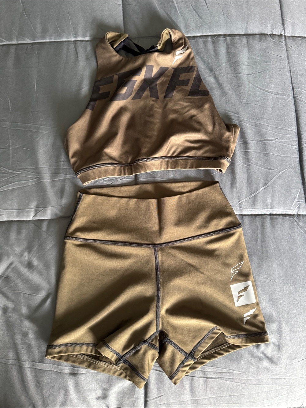 Flag Nor Fail Olive Sports Bra & High-Waist Performance Shorts